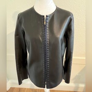 Armani black faux leather blazer size 8